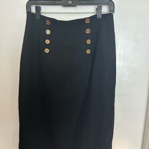 Lauren byRalph Lauren Black Pencil Skirt with Button Details